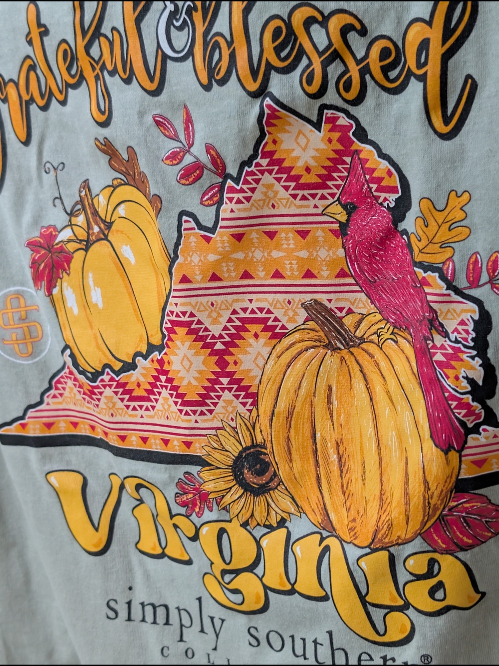 NWT Simply Southern VIRGINIA Blessed - Thanksgiving Autumn Long Sleeve Top Small - Picture 8 of 8